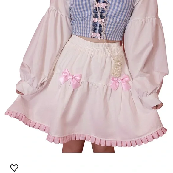 ***SOLD***Halloween Coquette Mini Skirt SZ S Pink Bows Romantic Sweet - Picture 1 of 9